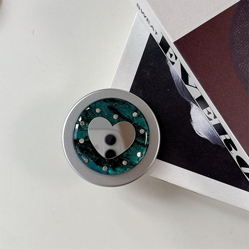 Original Small Love Mirror Rhinestone Round Ring Buckle Telescopic Mobile Phone Airbag Bracket Magnetic Attraction Suitable For Magsafe