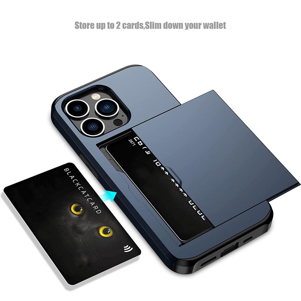 Shockproof Heavy Hard Case with Card Slot for IPhone 16 Pro Max 15 Pro Max 14 Pro Max