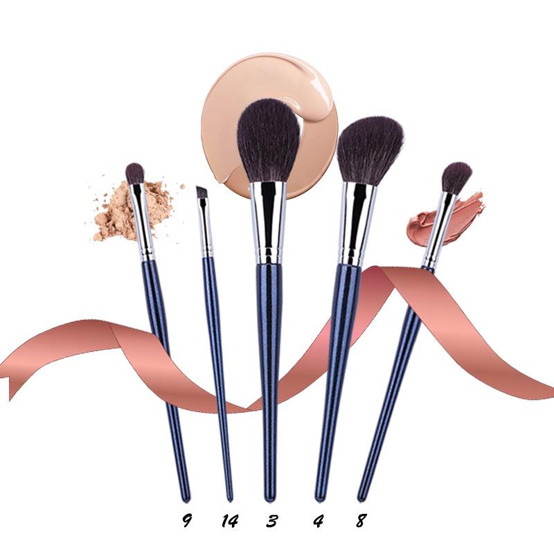 Genuine Wool 15-Piece Copper Tube Makeup Brush Set - Includes Highlight, Eyeshadow Brushes & Eyelash Comb