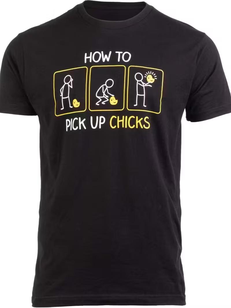 Unisex Tshirt How To Pick Up Chicks Funny Sarcastic Sarcasm Joke Meme Y2k Unisex Cotton Tee Loose Short Sleeve Unisex Casual Trendy 2XL