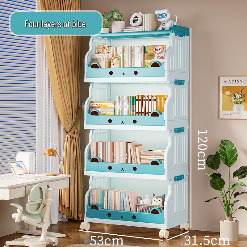Children's Movable Multi-Layer Bookshelf and Storage Rack