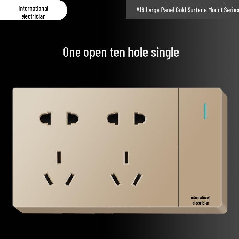 Priză electrică ultra-subțire de 16A cu montaj aparent cu panou de perete cu cinci găuri pentru uz casnic și pentru aparat de aer condiționat