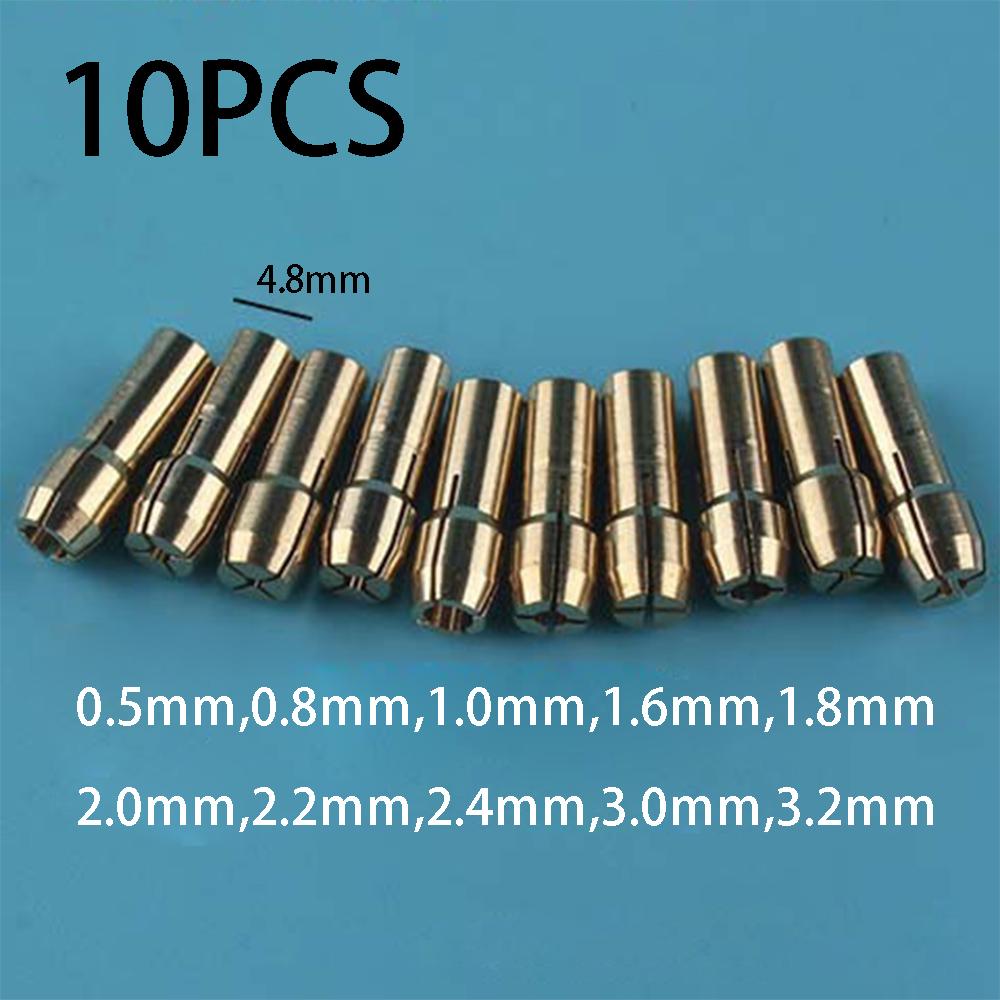 10Pcs Mini Drill Chucks Adapter 0.5mm-3.2mm Dremel Mini Drill Chucks Chuck Adapter Micro Collet Brass For Power Rotary Tool