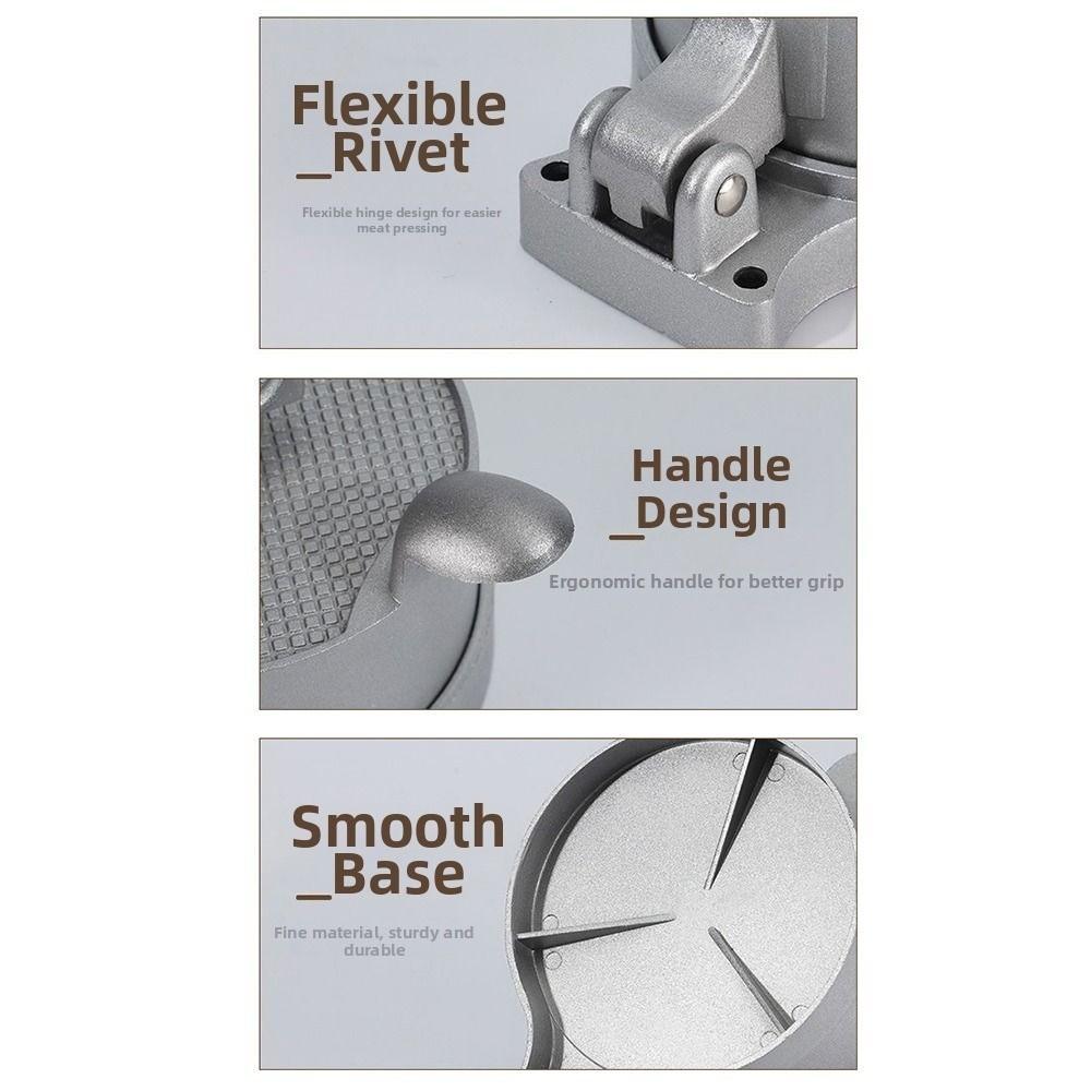 Adjustable Thickness Hamburger Patty Maker Aluminum Alloy Material Non-stick Surface Hand Press Burger Machine Easy To Clean Silver-Style 2