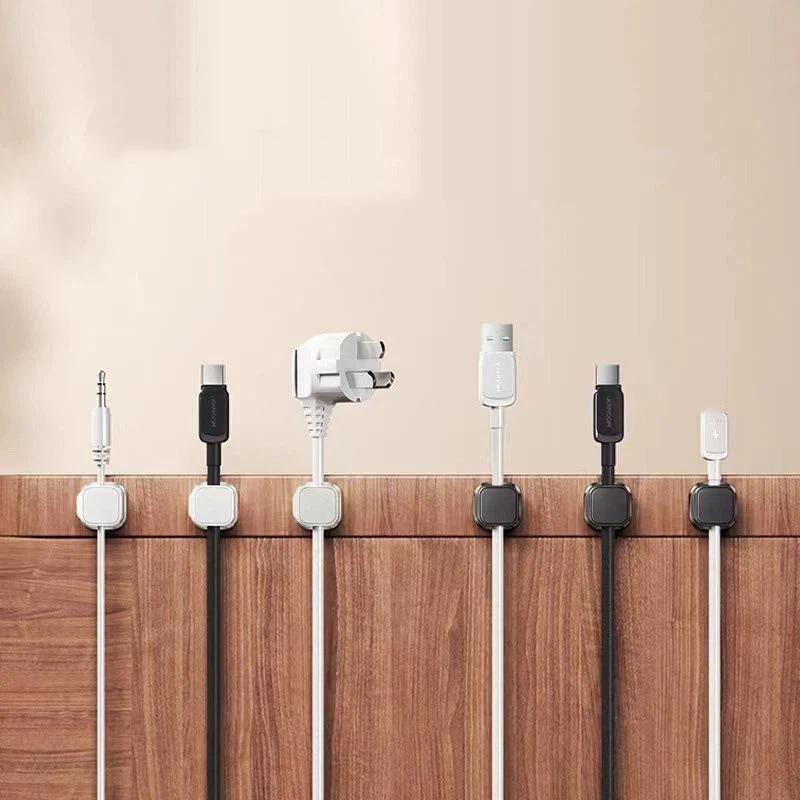 6/12 Pcs Magnetic Cable Clip Cable Holder Adhesive Wire Keeper Cord Cable Organizer For Home Office Under Desk Management