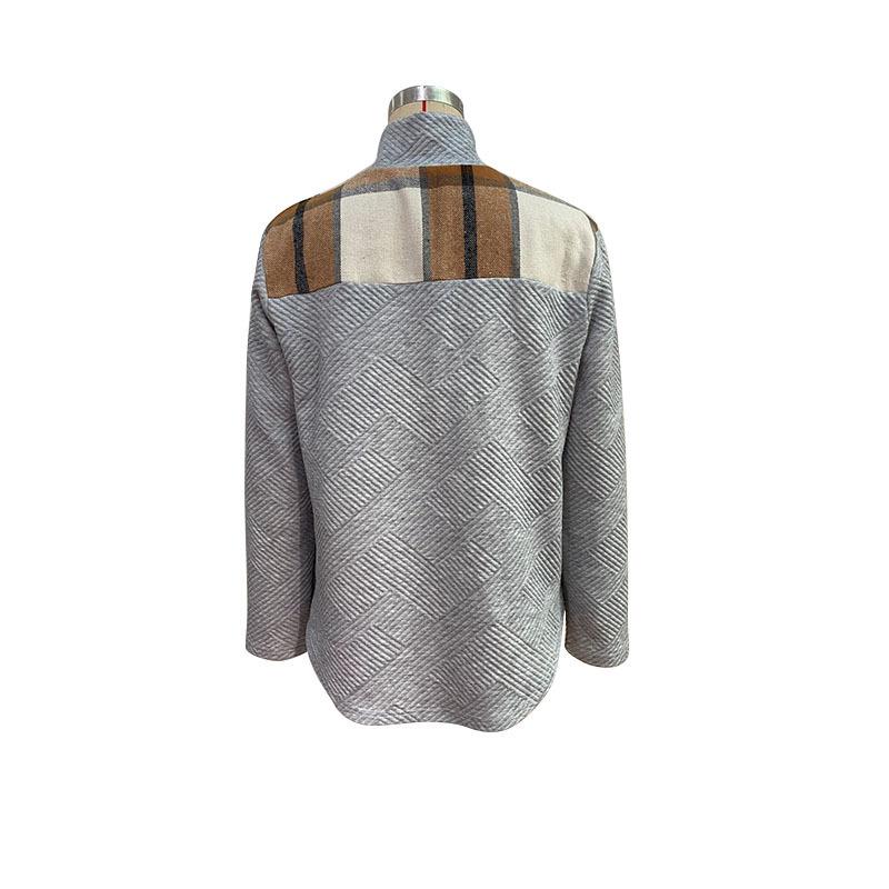 YYFS Women's Fashion Casual Plaid Print Long Sleeve POLO Neck Blouses & Shirts