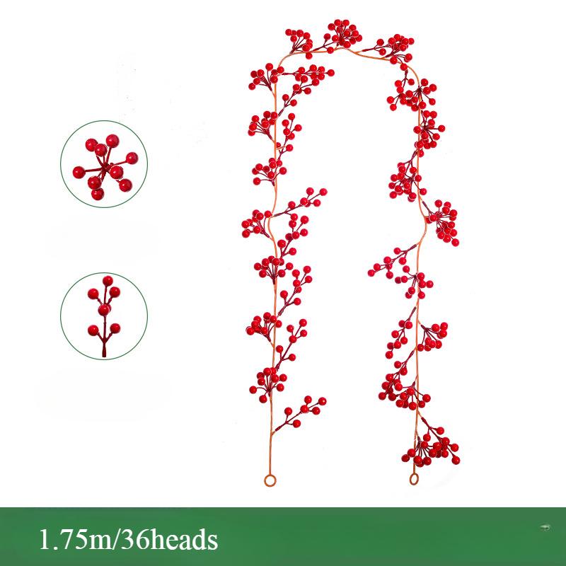 1.95m/72Heads Red Fruit Rattan Artificial Vine For Home Christmas Decoration Party Supplies Backdrop Wall Christmas Garland