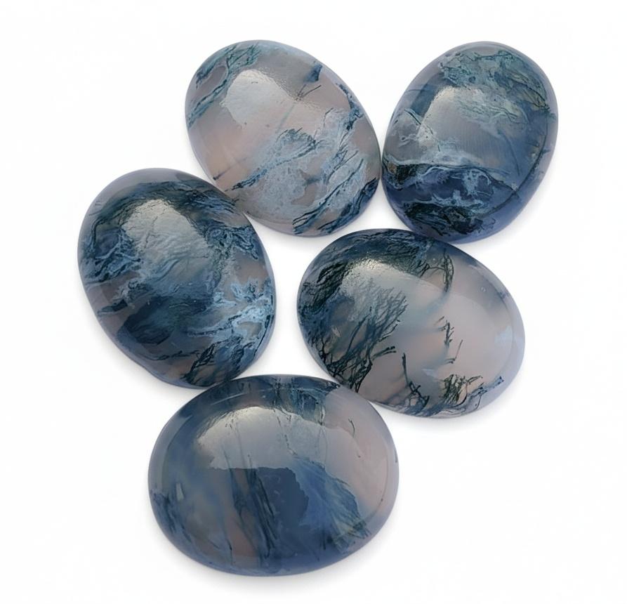 

Высококачественные драгоценные камни из голубого мохового агата - Потрясающие кабошоны из агата цвета морской волны 5x7mm зелёный