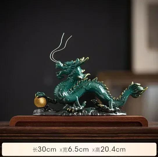 Traditional Chinese Porcelain Dragon Statue Handmade Ceramics Totem Animal Sculpture Ancient Legend Totem Ornament Craft Decor