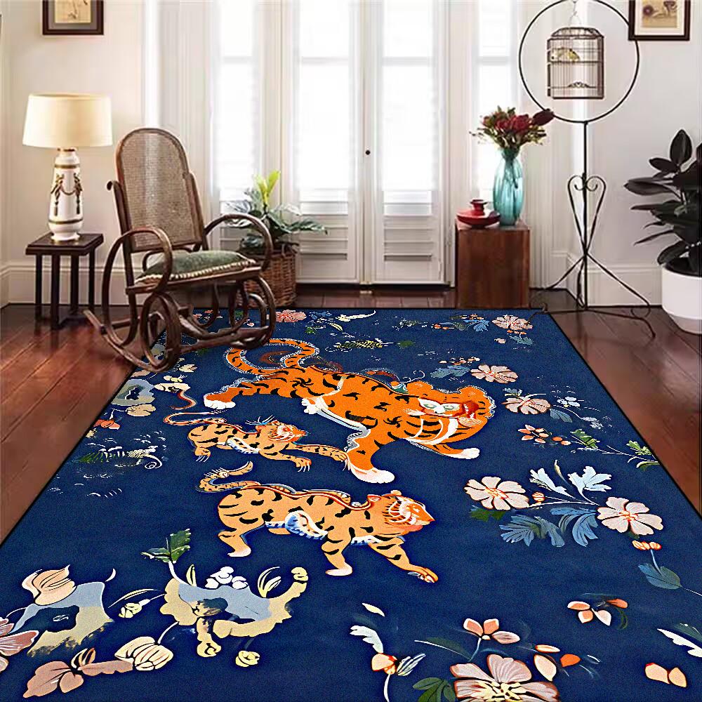 Home Decoration Luxury Retro Persian Carpet for Living Room Big Size Tiger Pattern Non-slip Mat for Kids Office Lounge Decor Rug