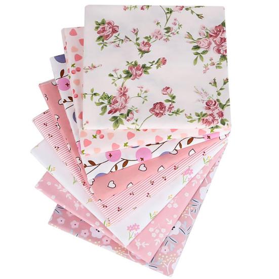 1 Set Beautiful Flower Printed Patchwork Cloth Elegant Eye-catching Fabric Sewing Cloth for Home