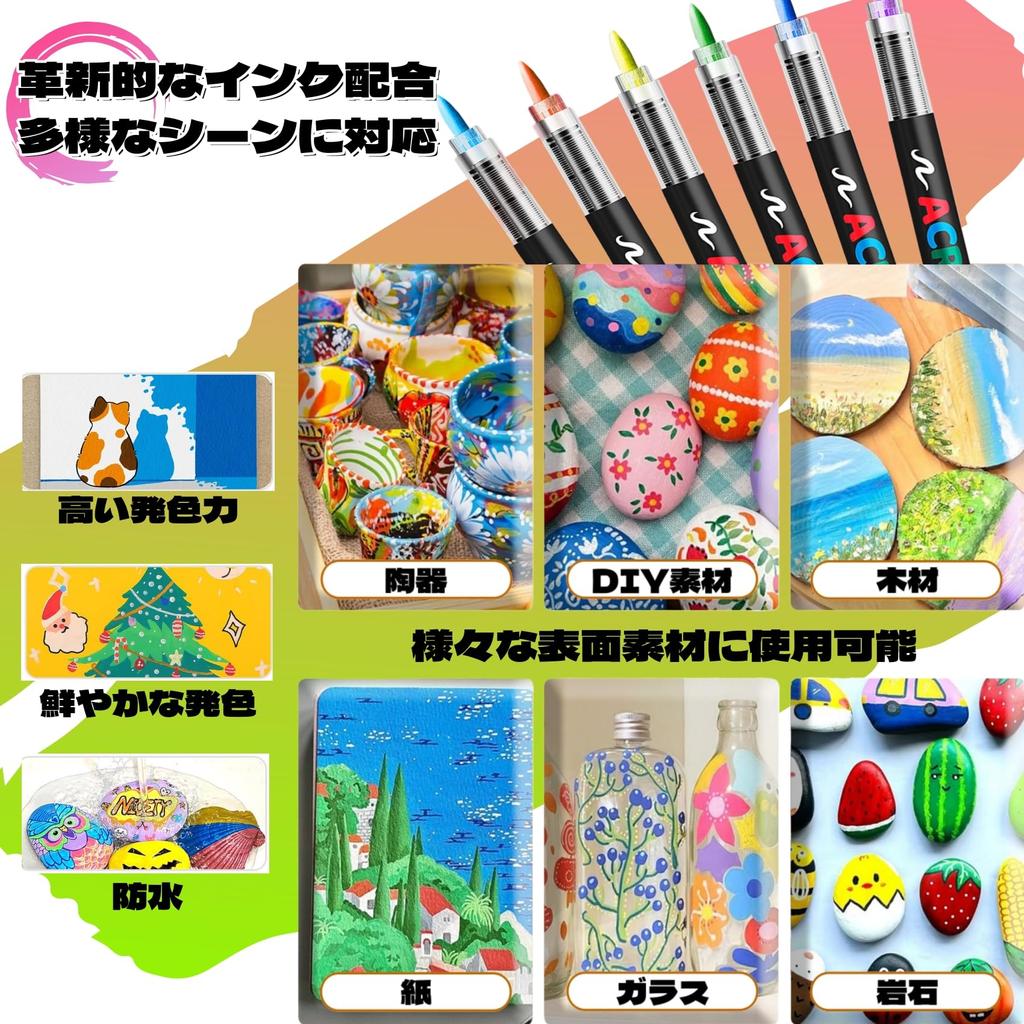 Omen Acrylic Paint Markers Acrylic 48 Soft High Suitable for Various Surfaces Including DIY and Suitable for Adults and - Direct-Ink Water-Based
