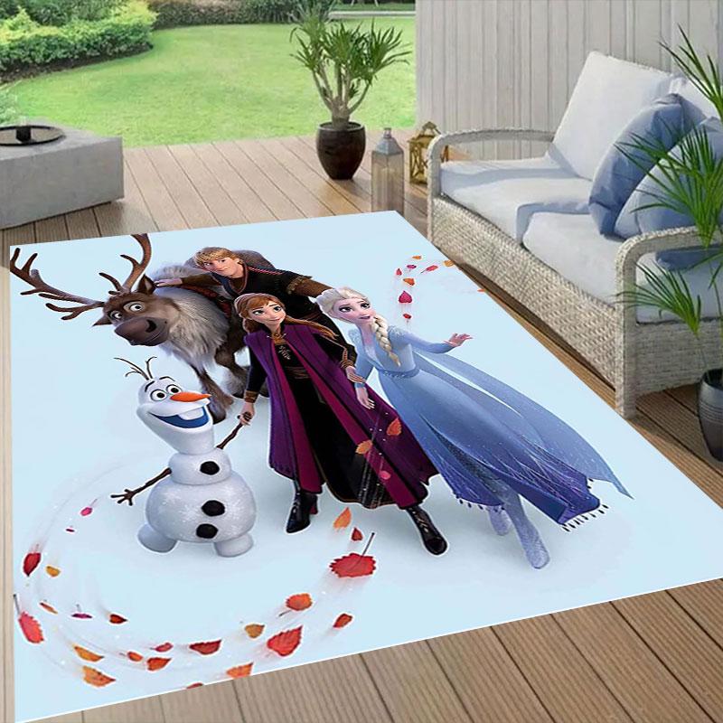 Elsa Queen cartoon pattern rug, Frozen theme, suitable for home, bedroom, bedside rug, and bathroom mat.
