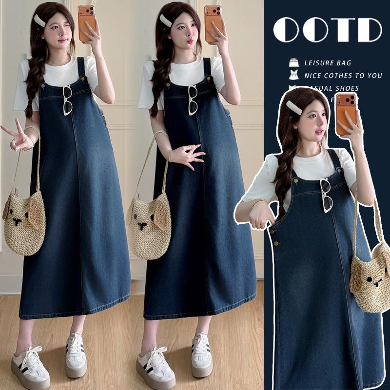 Korean Style Maternity Denim Overalls - Casual Summer Fashion Set