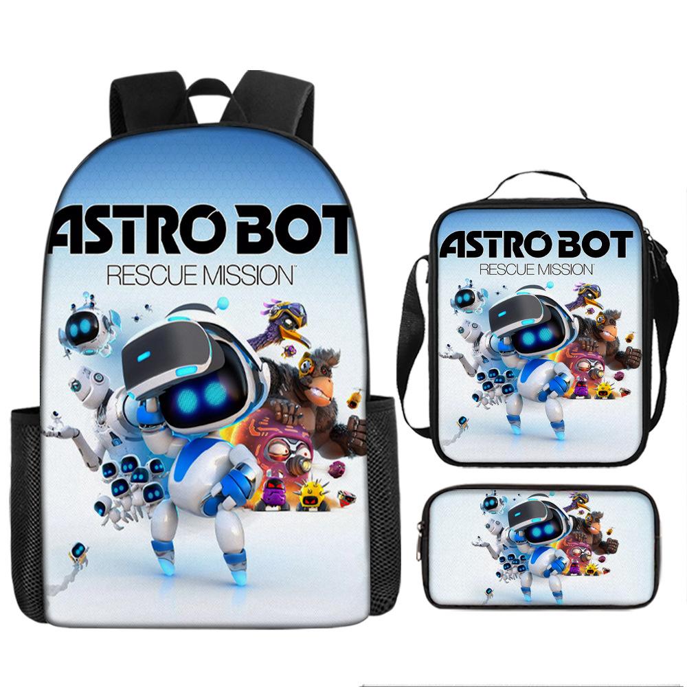 Cosmic Robot Peripheral Backpack, Youth and Primary School Students Schoolbag, Pencil Bag 3-piece Set