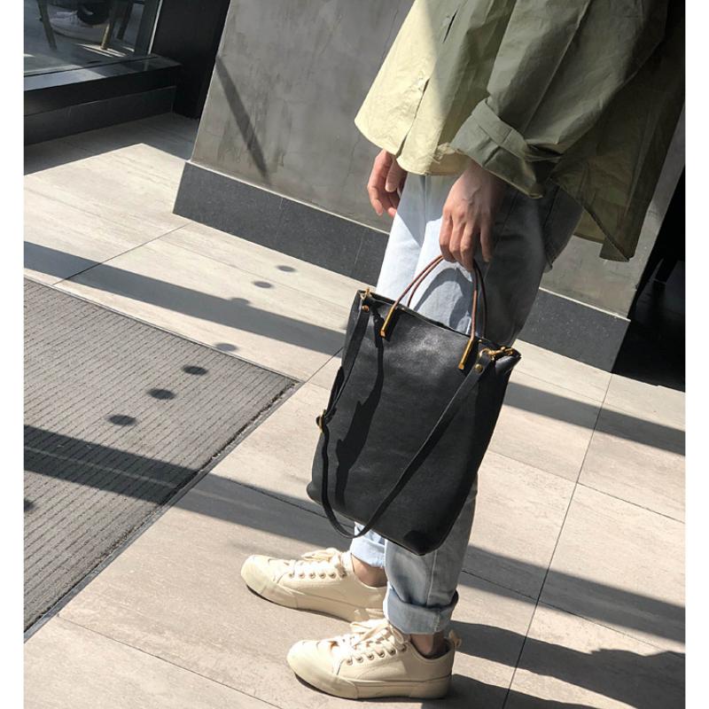 Johnature Einfache echtes Leder Frauen Tasche natürliche weiche Rindsleder Handtasche Verbundtasche Umhängetaschen