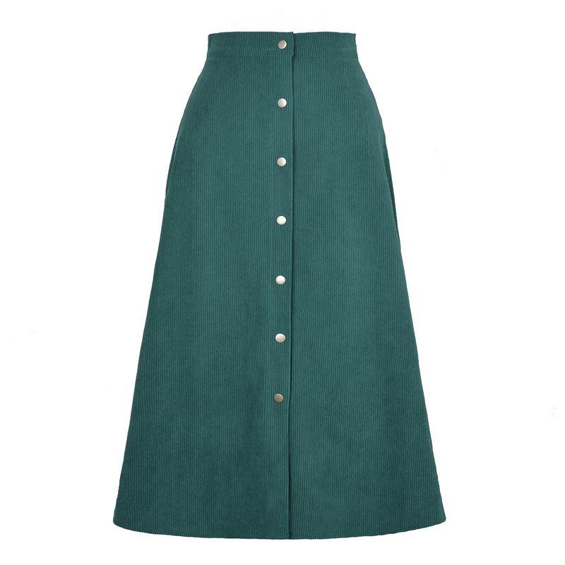 Solid Color High Waisted Buckle Skirt for Women Pure Color High Waist