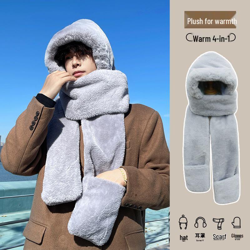 Men's Winter Set: Hat, Scarf, Ear Muffs with Plush Lining