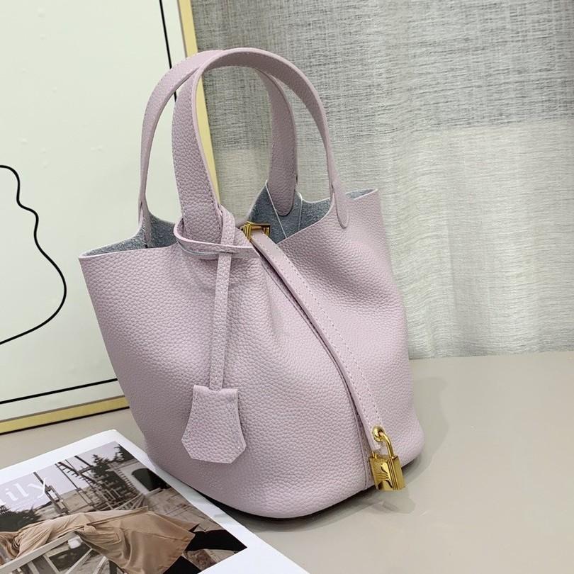 Large Capacity First-Layer Cowhide Vegetable Basket Bag, High-End Light Luxury Versatile Handbag