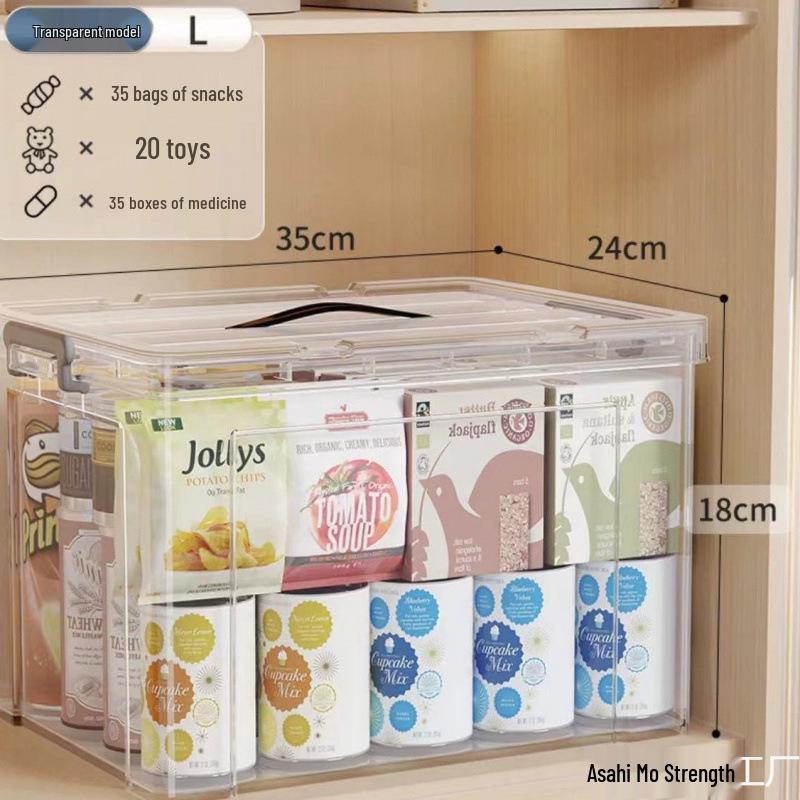 Large Capacity Transparent Plastic Storage Box for Clothes & Snacks - Orange