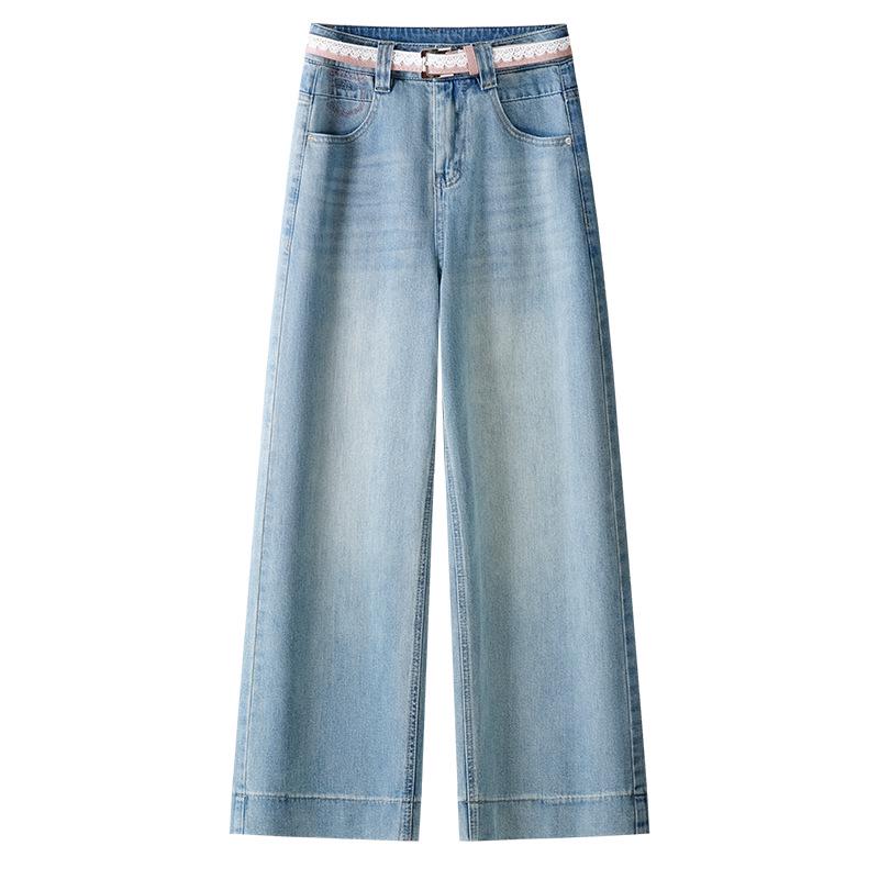 

Women s 2025 Summer Blue Wide-Leg Cropped Relaxed Fit Jeans 3X Large синий