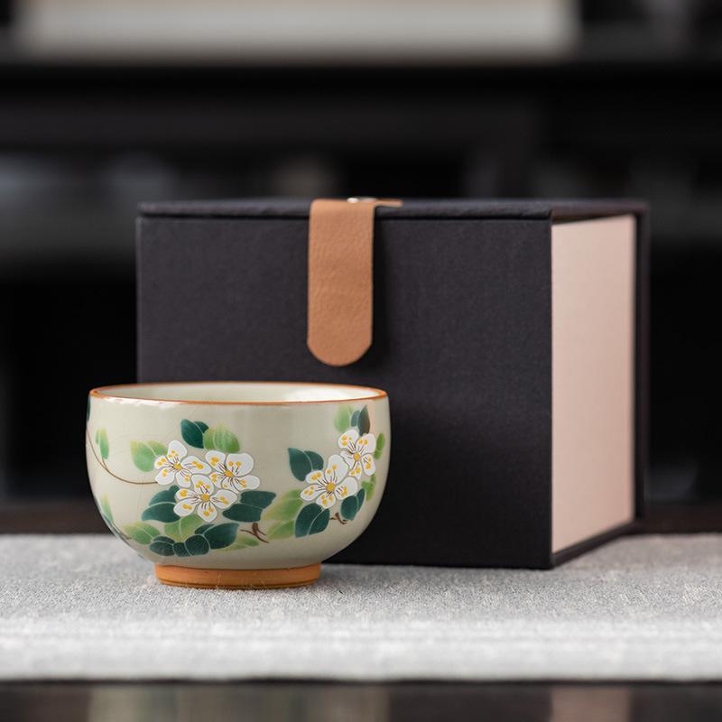 Huang Ru Kiln Master Cup High-end Open Film Can Be Raised Retro Tea Cup Tea Cup Tea Bowl Gift Box Light Luxury Business Gift