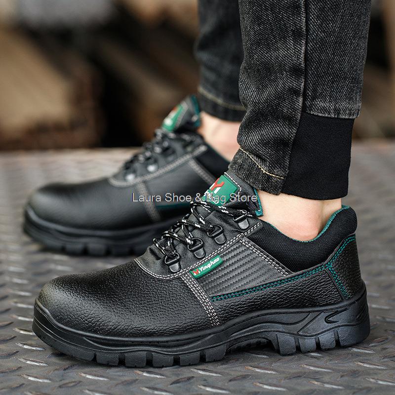 Construction Man Work Safety Boots Anti-stab Anti-smash Steel Toe Men Safety Shoes Rubber Work Shoes Male Ankle Boots Protective