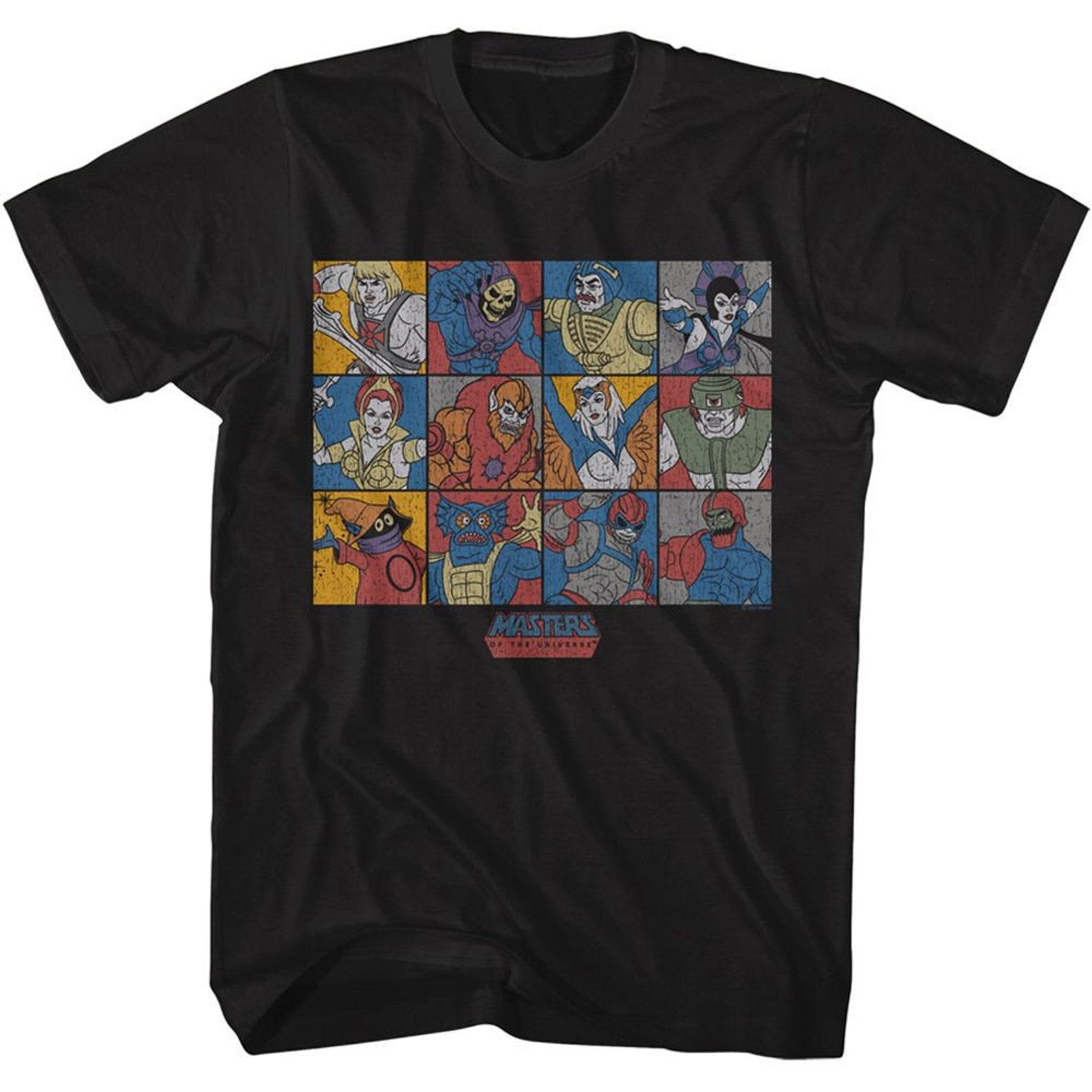 Masters of the Universe Character Blocks Black Adult T-Shirt M