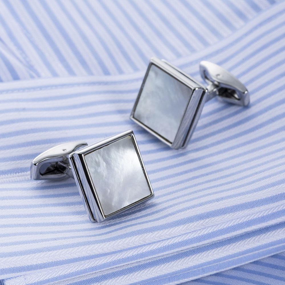 New square shell cufflinks, French dress sleeve nails, elegant dress cufflinks 51727