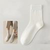 Men's Spring-Autumn Mid-Calf Sweater Cotton Socks with Wicking and Antimicrobial Properties, Pure Color, Business Use