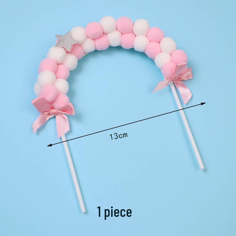 Pom-pom & Star Cake Toppers with 3D Clouds - Festive Birthday Table Decor
