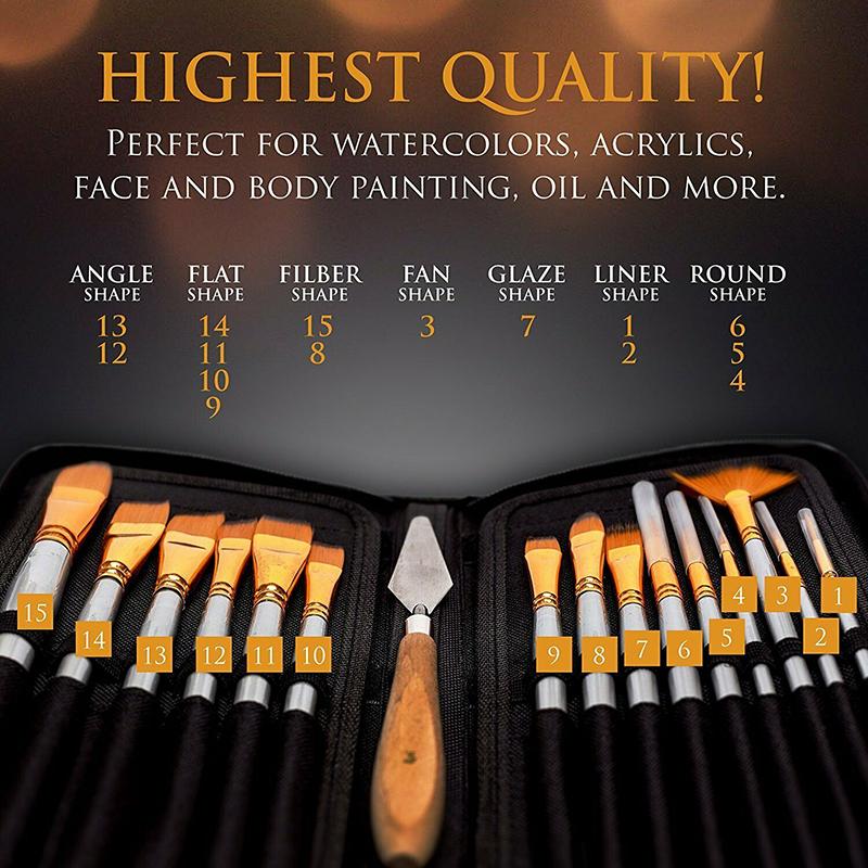 15pcs Artist Painting Brushes Set Watercolour Acrylic Oil Drawing Brush Pen