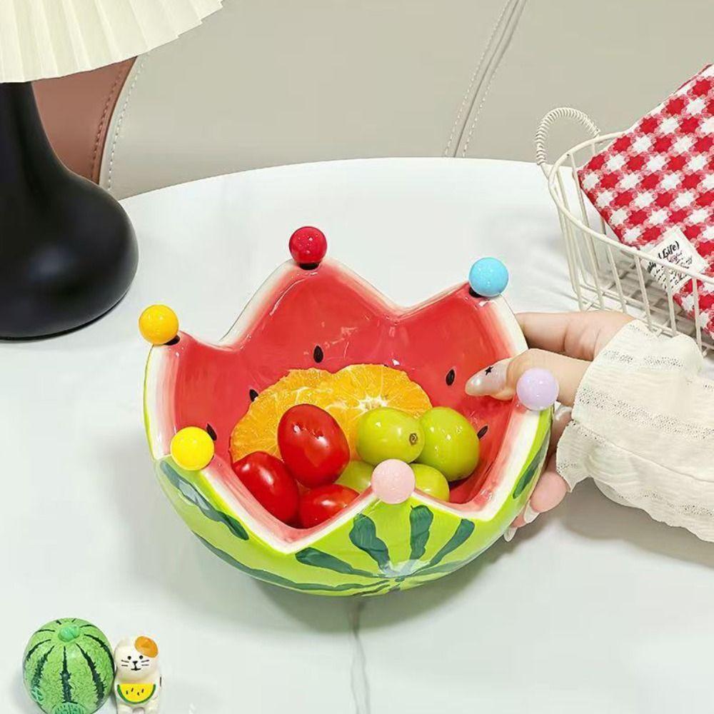 Ceramic Dessert Salad Bowl Large Capacity Fruit Fork Dish  Entrance Bandejas Decorativas