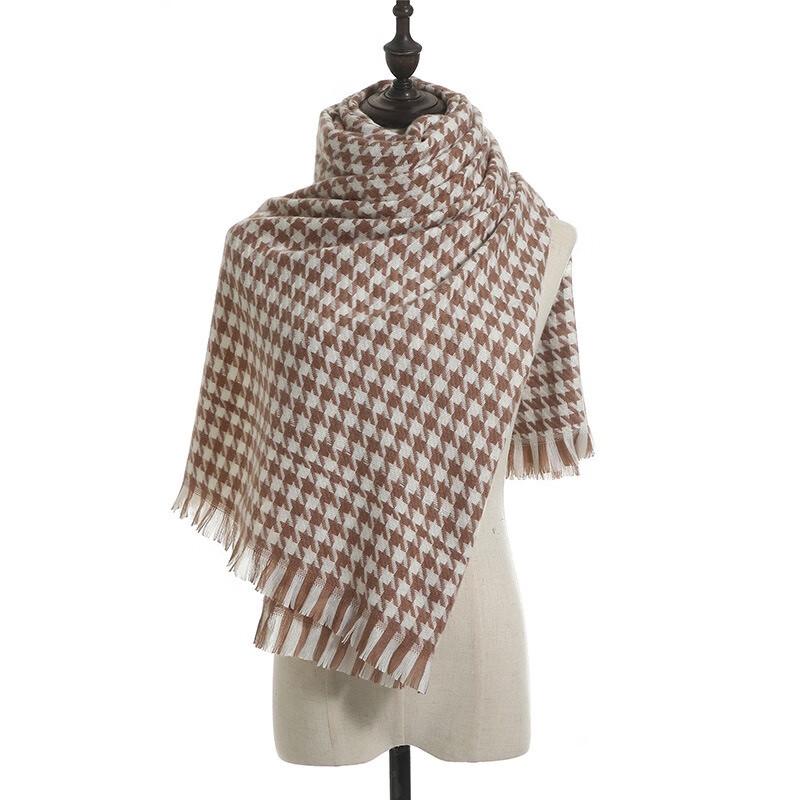 Fumaide Winter Houndstooth Faux Cashmere Scarf Shawl