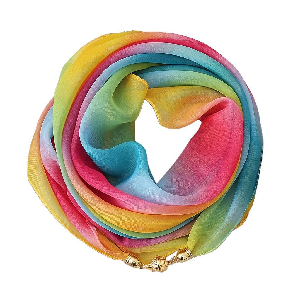 Women's Silk Scarf Gradient Color Chiffon Scarf Neck Protection Scarf Square Scarf Fashionable Commuting