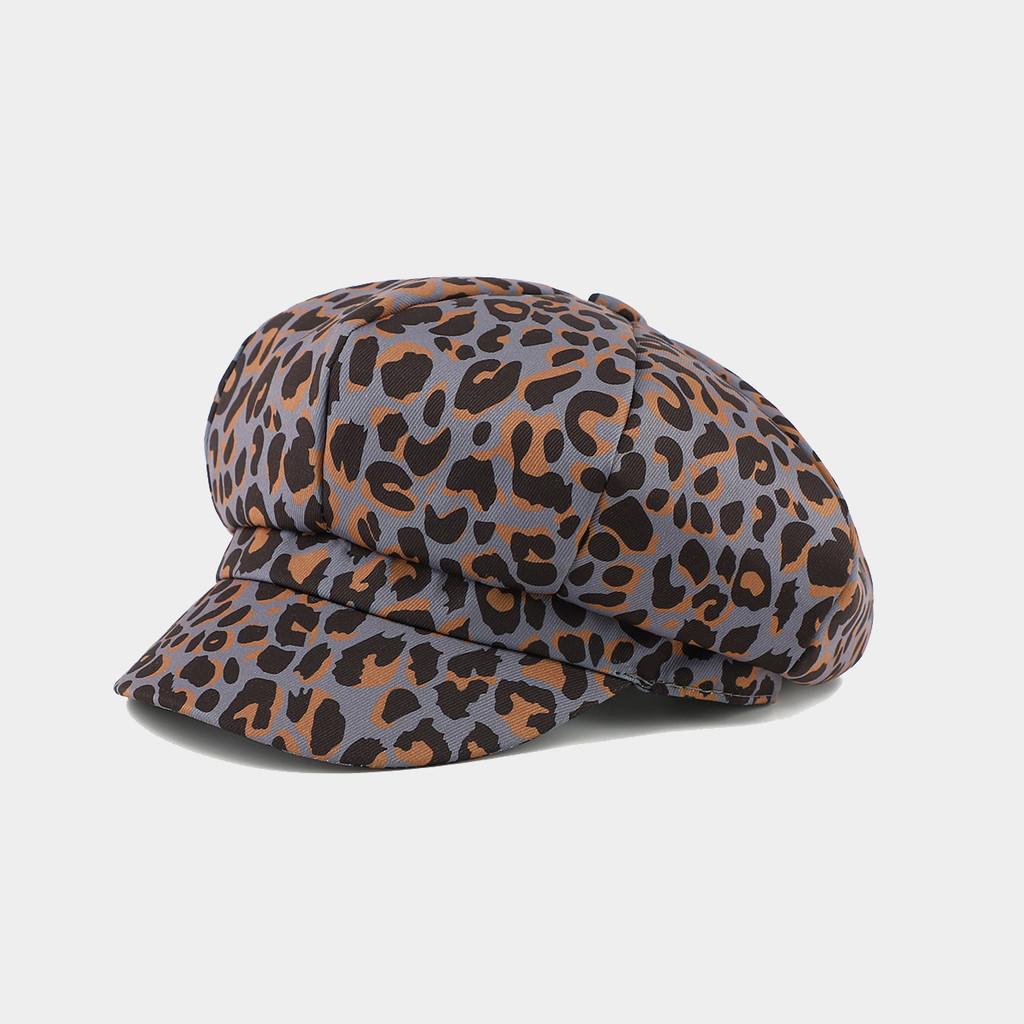 

Artistic Camouflage Eightsided Cap With Sun Shade And Adjustable Fit For Spring Fashion LeopardPrintGray