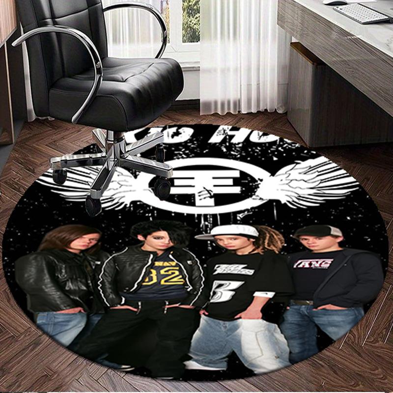 1PC Tokio Band Portrait With Caps Round Rug, Non-slip Chair Mat, Home Decor, Circle Carpet Perfect for Office, Bedroom, Living Room,Christmas Gift