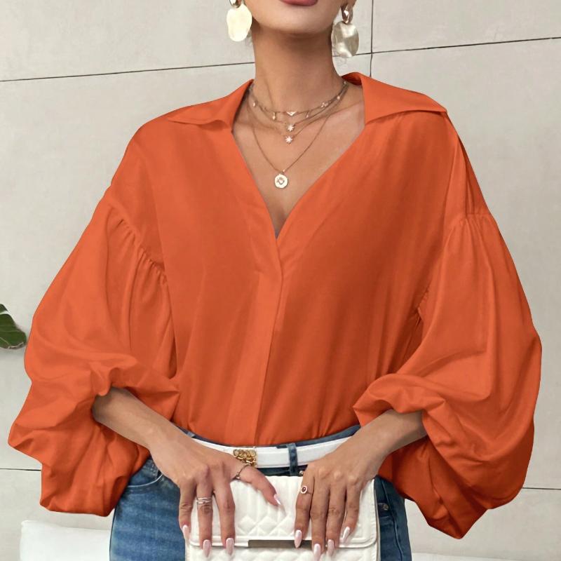 2025 New Style, Niche, French Polka Dot, Semi Open Neck Design, Loose Fit, Bubble Long Sleeved, Top, Autumn Women's Top, Autumn Interior Outfit