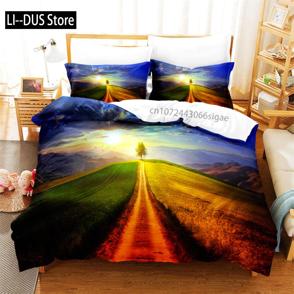 Comforter Seaside City Bedding Set 3D Bedding Digital Printing Queen Size Bed Set Fashion Design
