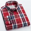 Men's Long-Sleeve Color Block Checkered Pattern Dress Shirts, 100% Cotton Regular Fit Business Casual Plaid Button-down Shirt