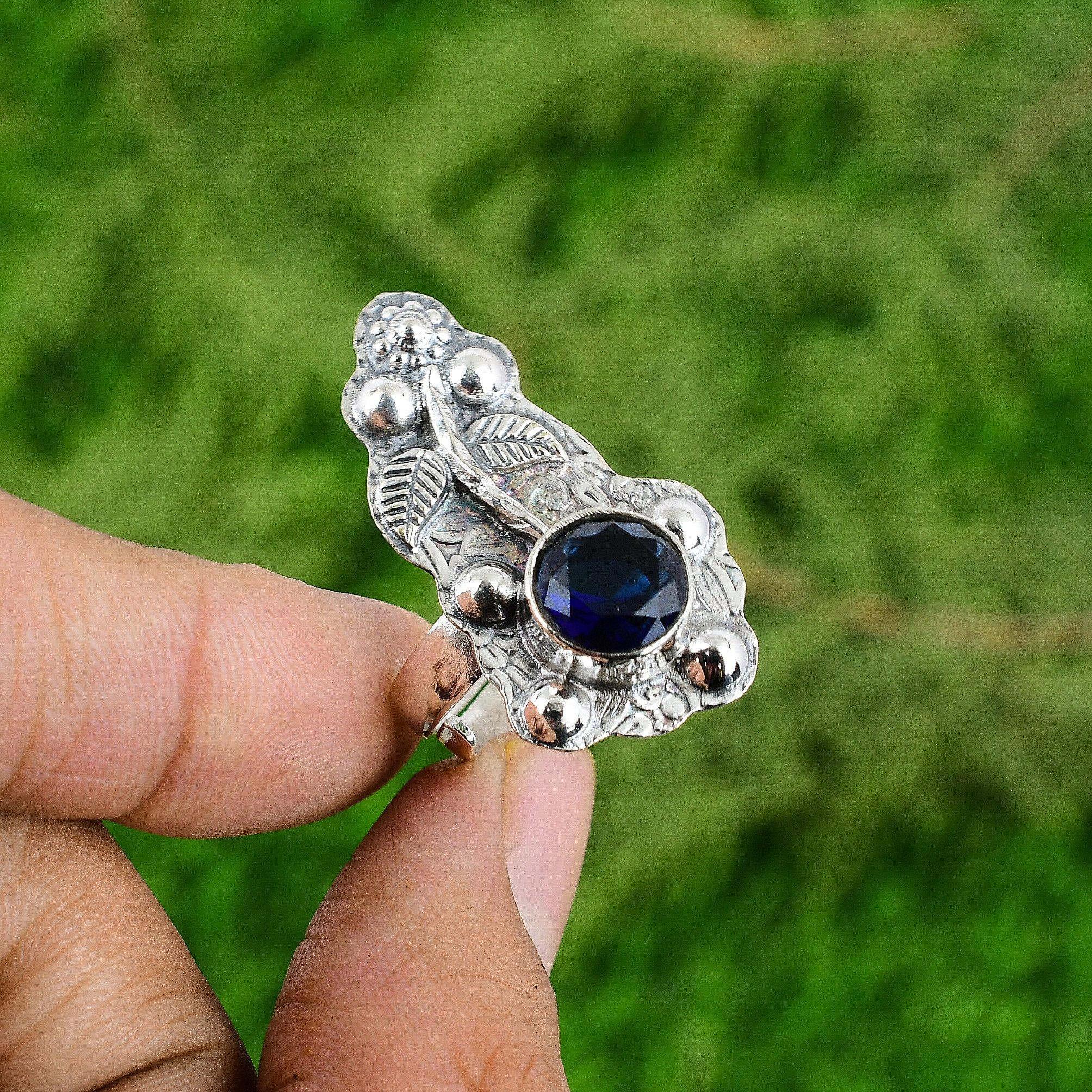 

Natural Tanzanite Quartz 925 Silver Solitaire Flower Adjustable Ring For Girls Adjustable