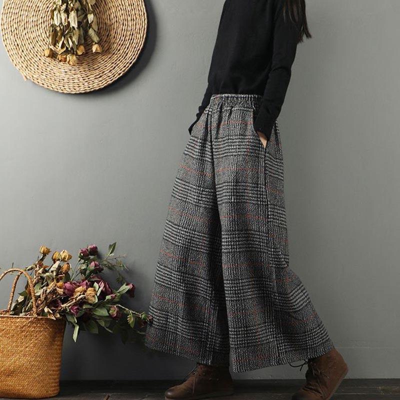 Pants for Women Elastic High Waist Long Trousers Plus Size Skirt Pants Thickened Stretchy Solid Colour Versatile Casual Wide Leg Pants