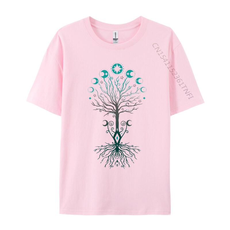 Moon Phases Tree of Life Yggdrasil Pagan Wicca Personalized High Quality Party Top T-shirts Pure Cotton Mens Clothing