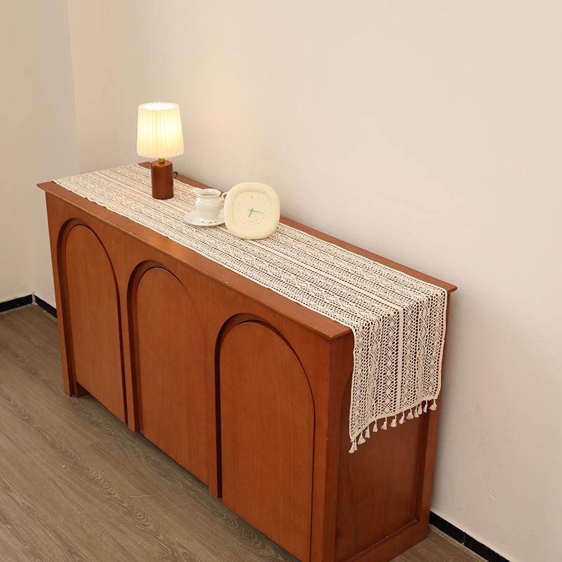 Farmhouse Table Runner with Tassels,Rustic Crochet Lace Home Decor for Kitchen,Wedding,Shower,Wedding,Bohemian Style Table