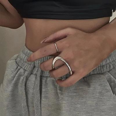 Zinc Alloy Double Finger Ring Gold/Silver Hollow Ring Fashion Open Ring  Daily Wear
