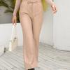 Women's High Waist Drawstring Flare Pants Loose Urban Casual Faux Leather Wide Leg Trousers
