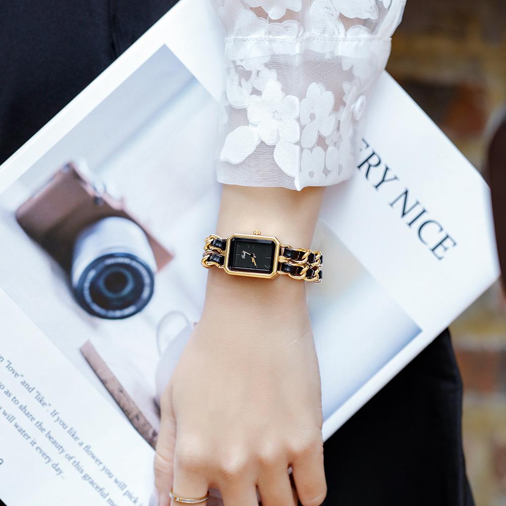 

Часы Новый стиль Простые темпераментные часы женские Ins Niche Light Роскошный дизайн плетеный браслет часы