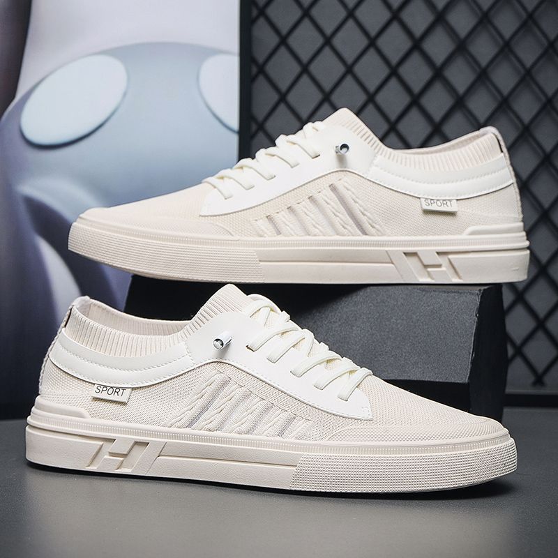 Low-top Fly-woven Men's Shoes Mesh Breathable Fashion Casual Soft Sole Lightweight Trend Men's Board Shoes