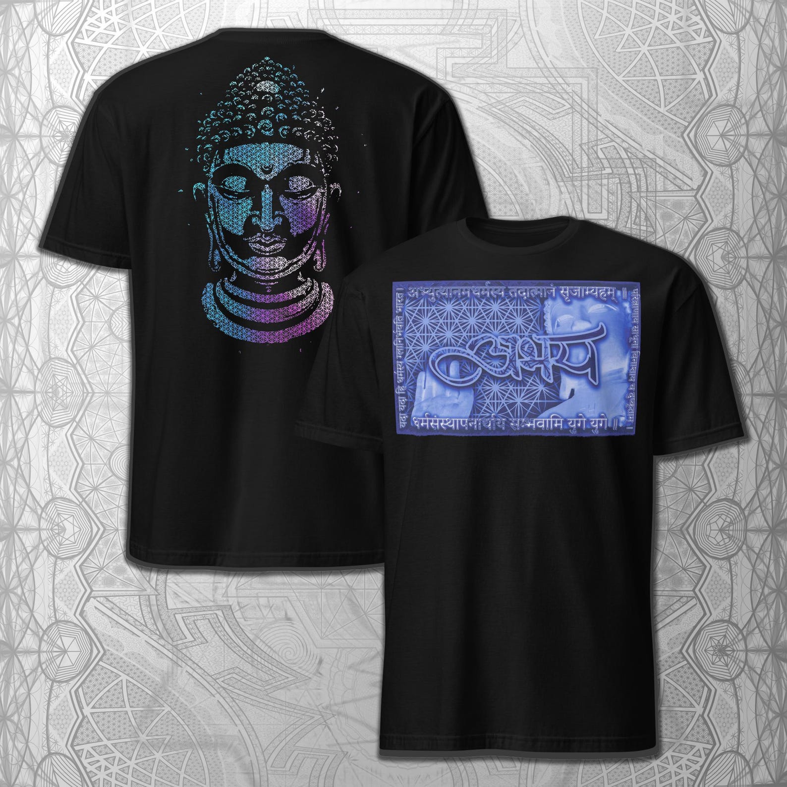 Buddha Flower Of Life T-Shirt | Sacred Geometry, Spiritual Yoga Top L