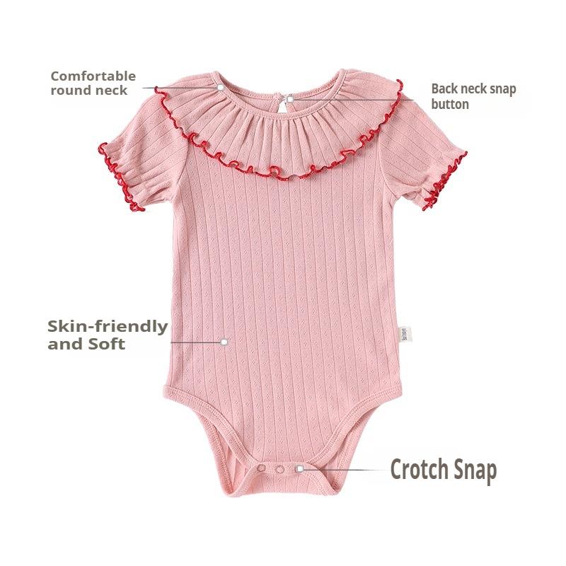 Baby Romper A Pure Cotton Short-sleeved Spring and Summer Baby Clothes for Boys and Girls Baby Lace Collar Triangle Romper
